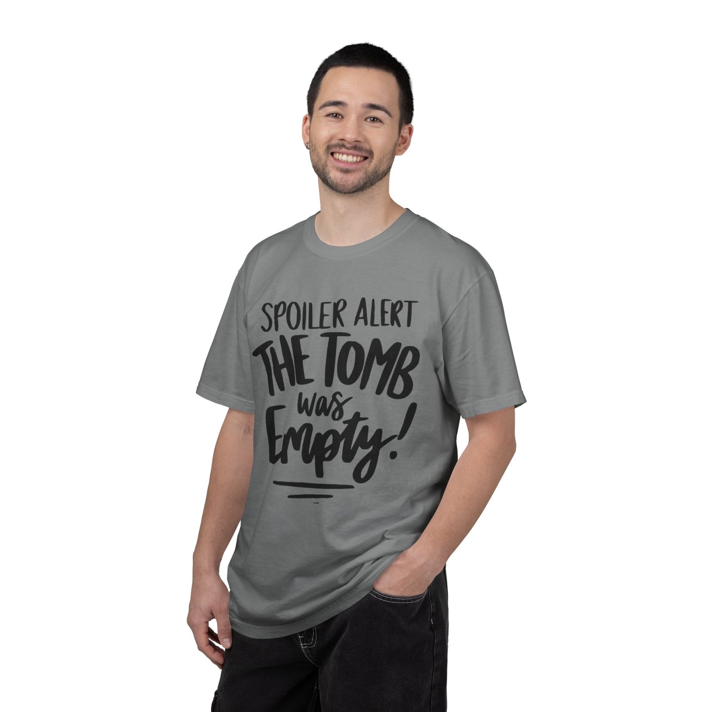 Christian Easter T-Shirt — "Spoiler Alert: The Tomb Was Empty!" Garment-Dyed Tee
