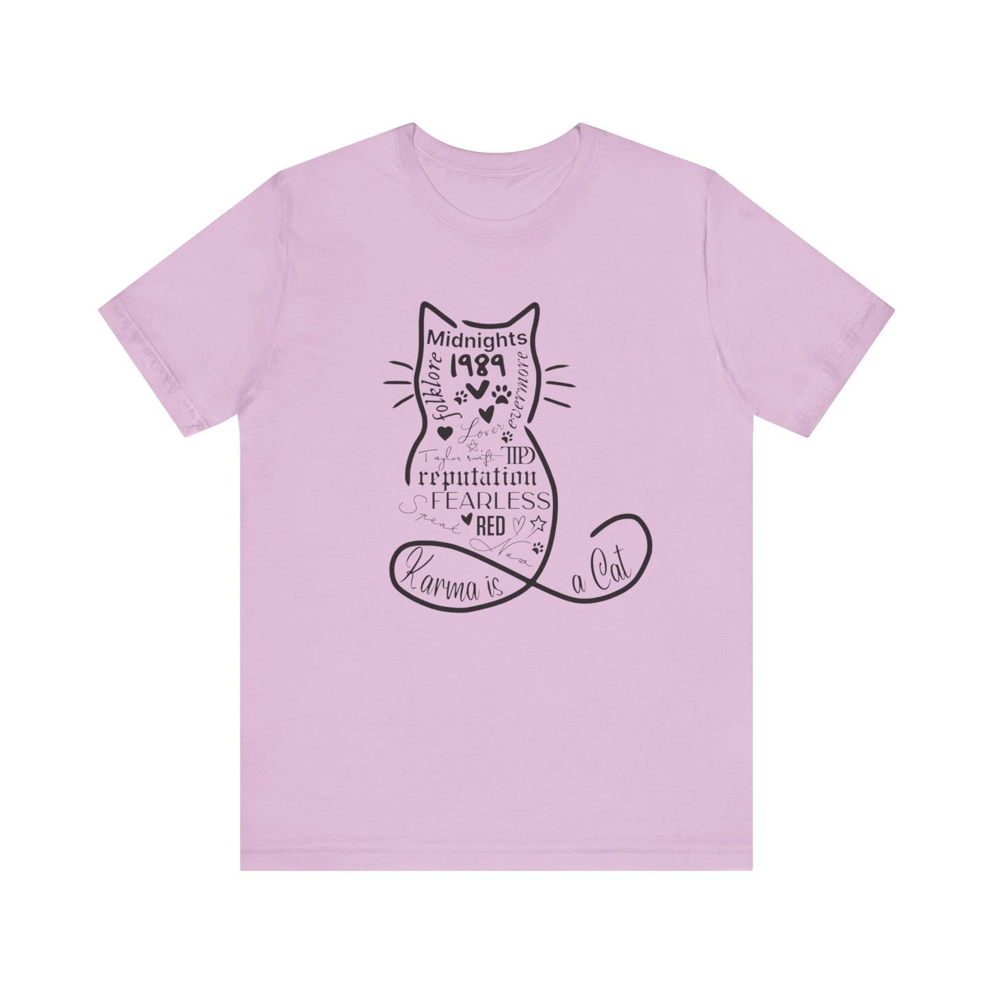 Whimsical "Karma Is A Cat" Fan Tee