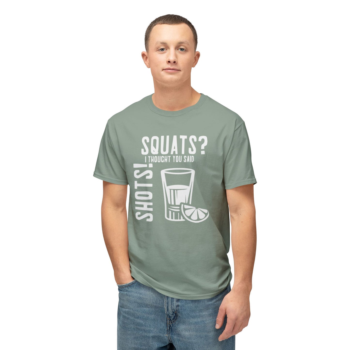 Men's / Women's / Unisex "Shots?" Motivational Fitness Tee
