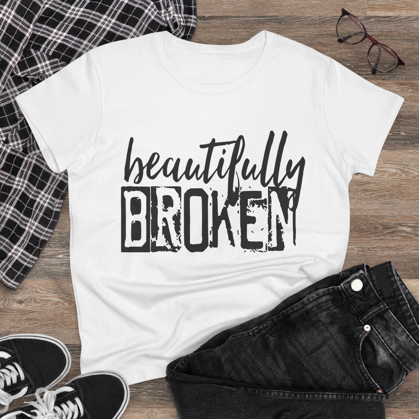 Inspirational Women's "Beautifully Broken" Cotton Tee