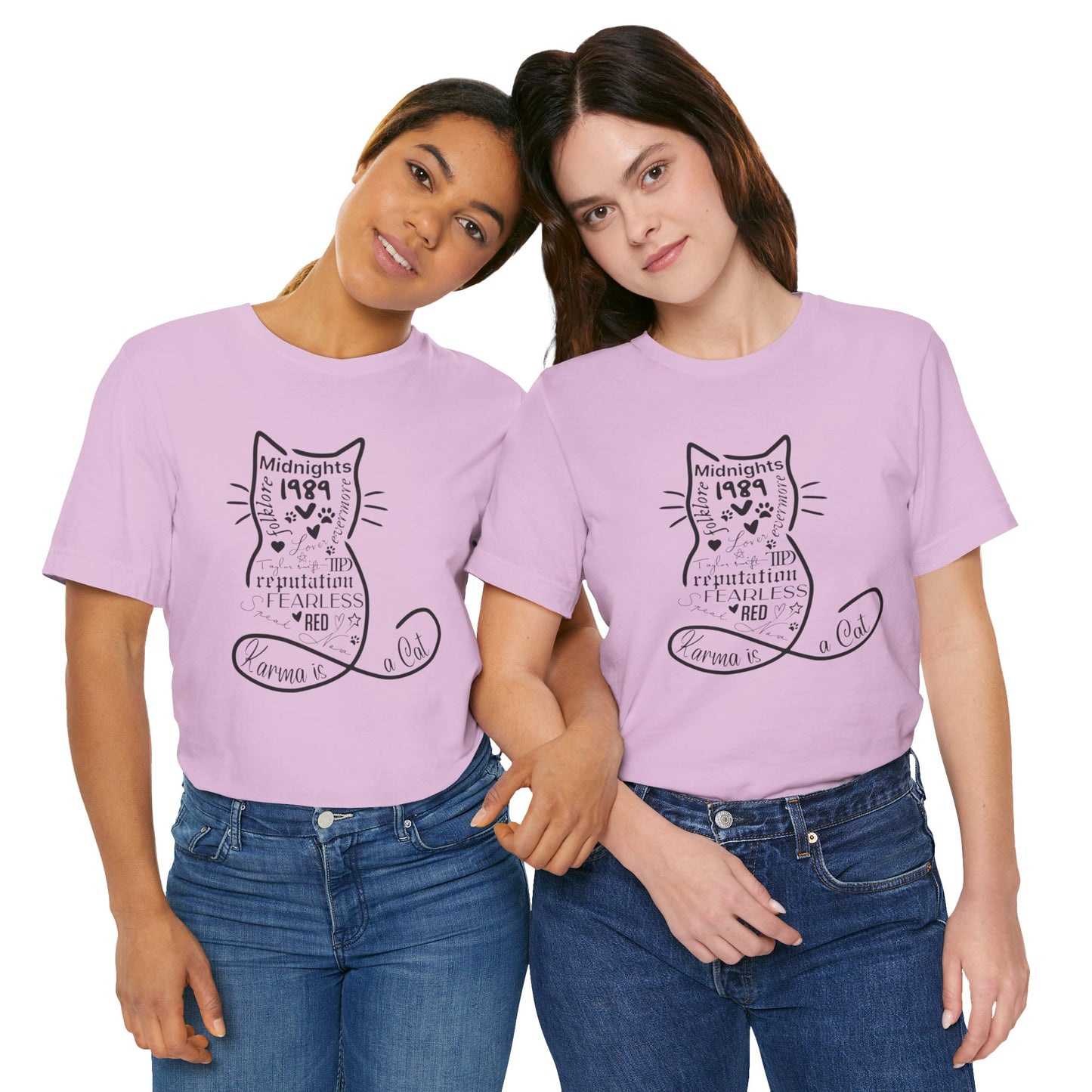 Whimsical "Karma Is A Cat" Fan Tee