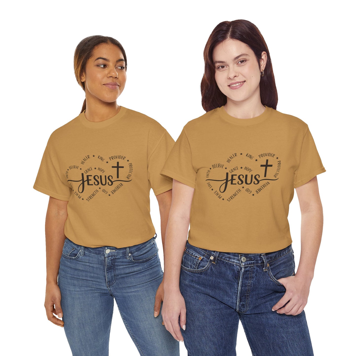 Women's Inspirational "Jesus" Double Heart Tee