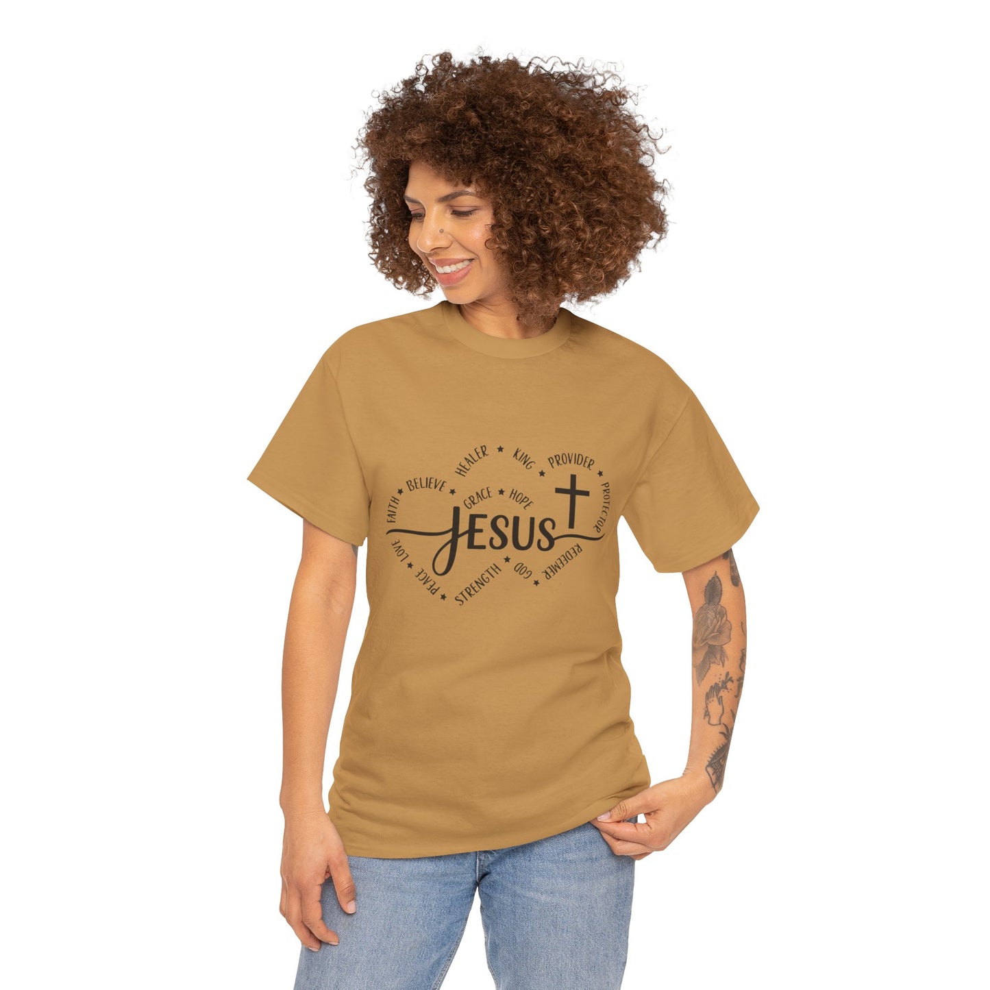 Women's Inspirational "Jesus" Double Heart Tee