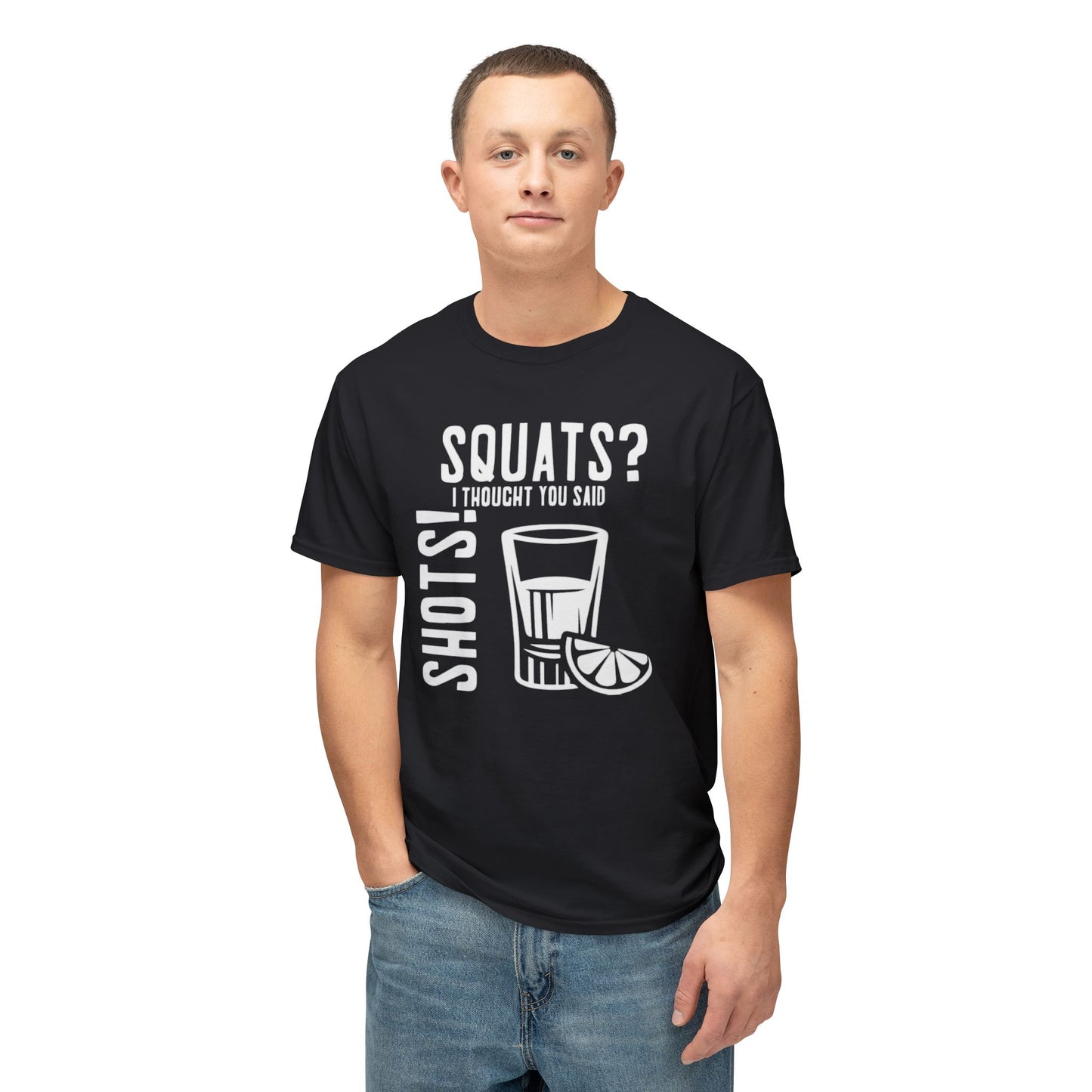 Men's / Women's / Unisex "Shots?" Motivational Fitness Tee