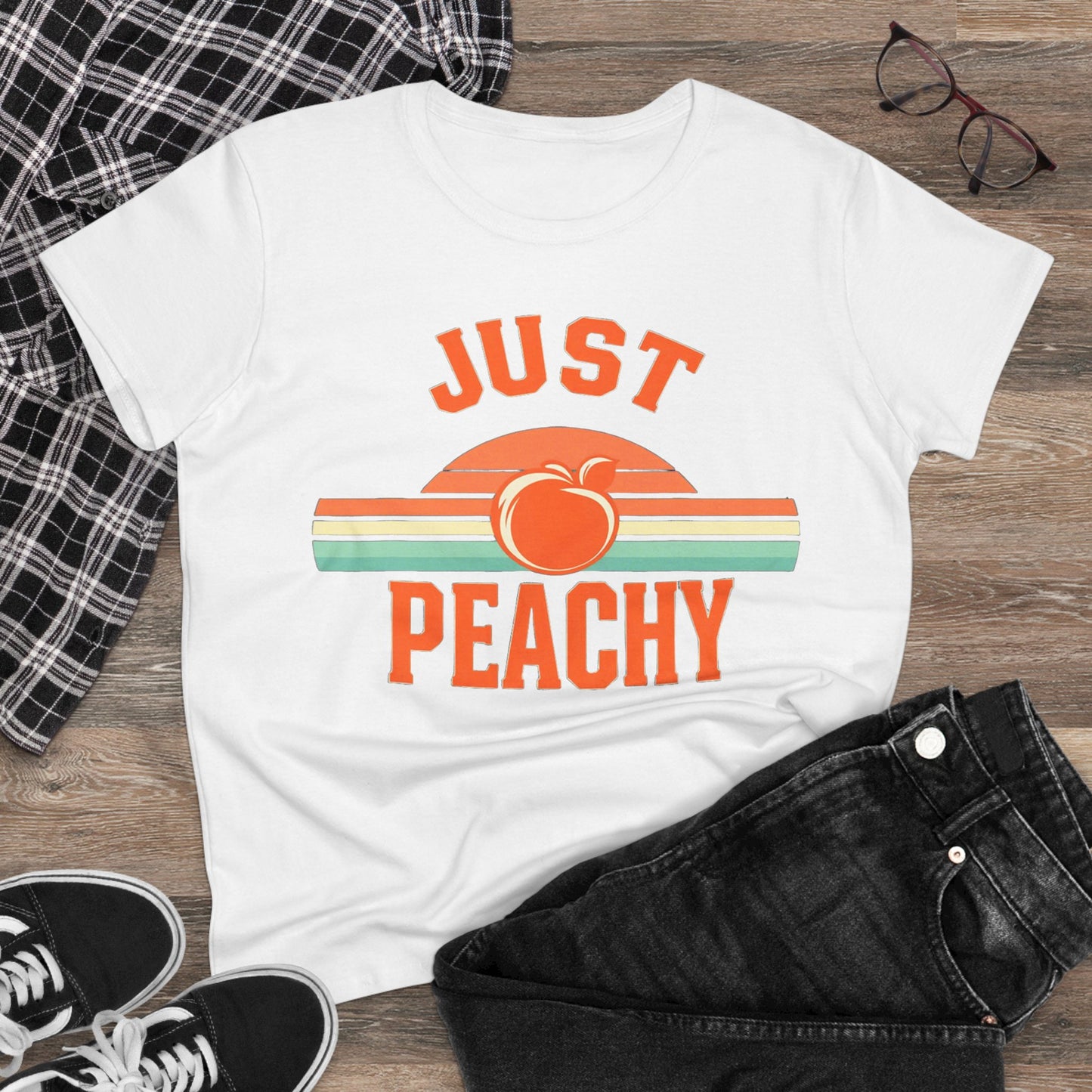 Women's "Just Peachy" Retro Style Midweight Cotton Tee