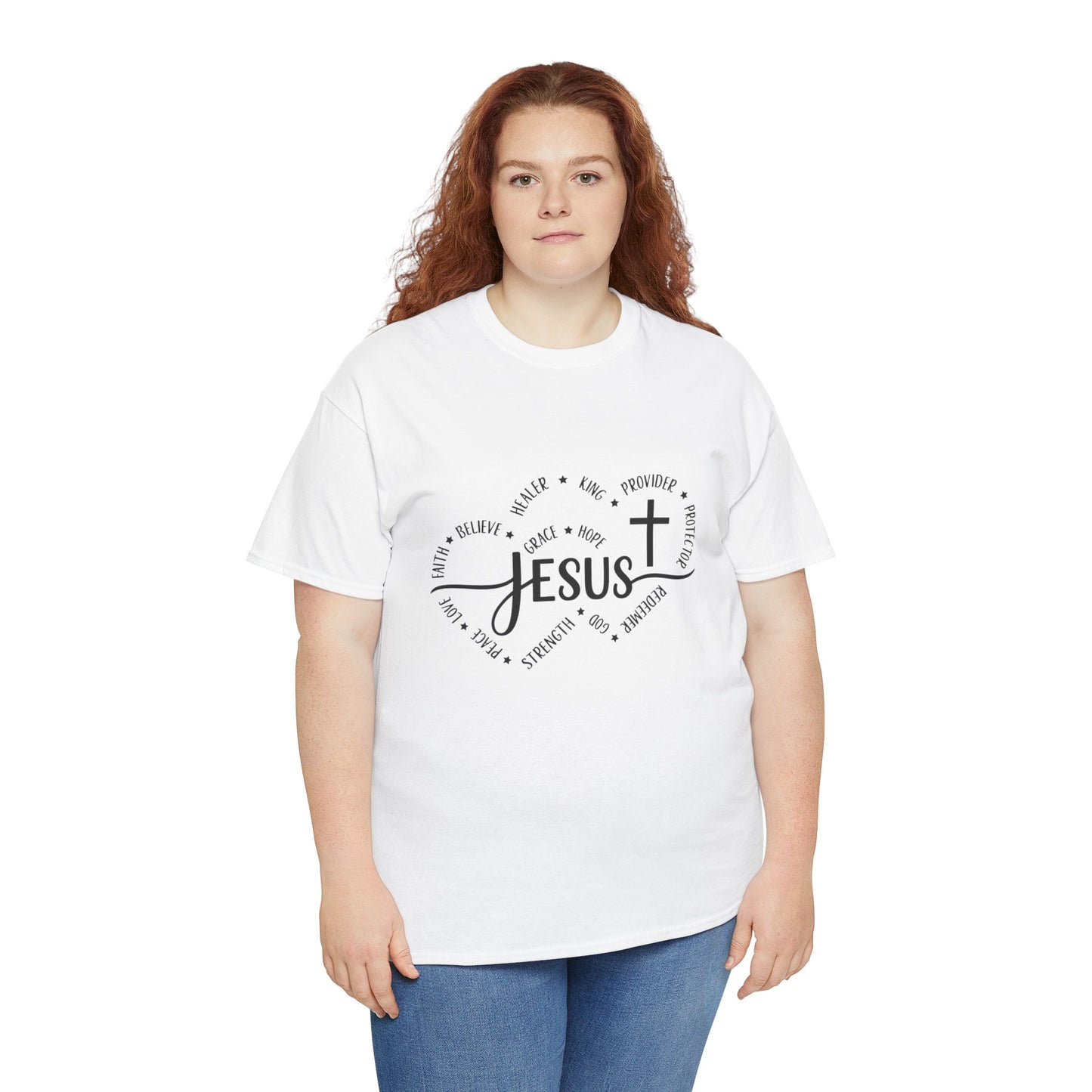 Women's Inspirational "Jesus" Double Heart Tee
