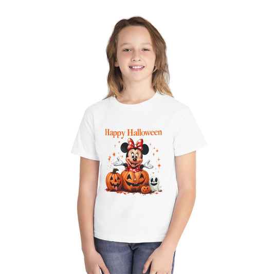 Girl's "Mouse and Pumpkins" Happy Halloween Youth Tee