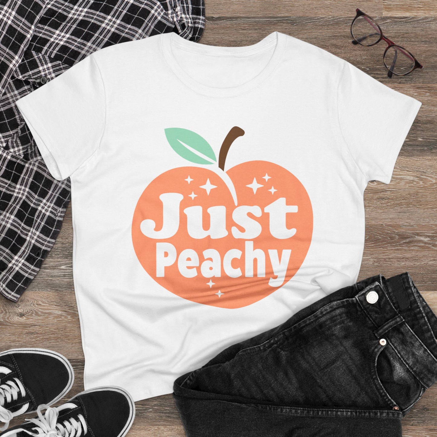 Women's "Just Peachy" Oversized Peach Midweight Cotton Tee