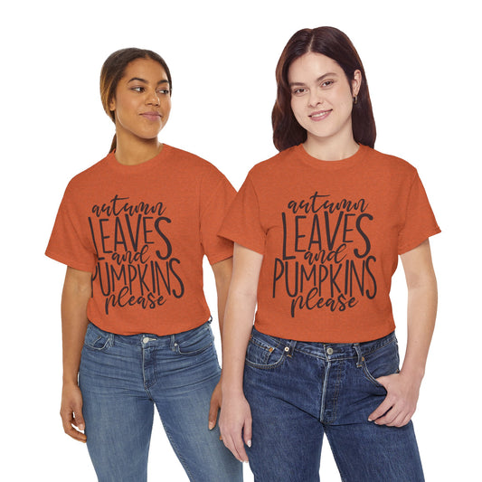 Women's "Autumn Leaves and Pumpkins" Fall Tee