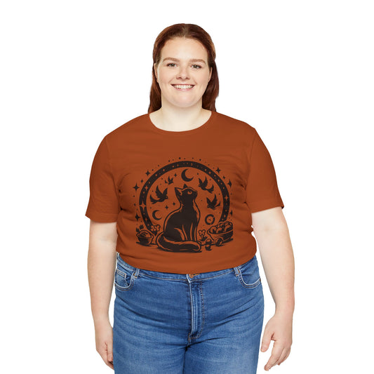 Women's Halloween "Mystical Cat" Graphic Tee
