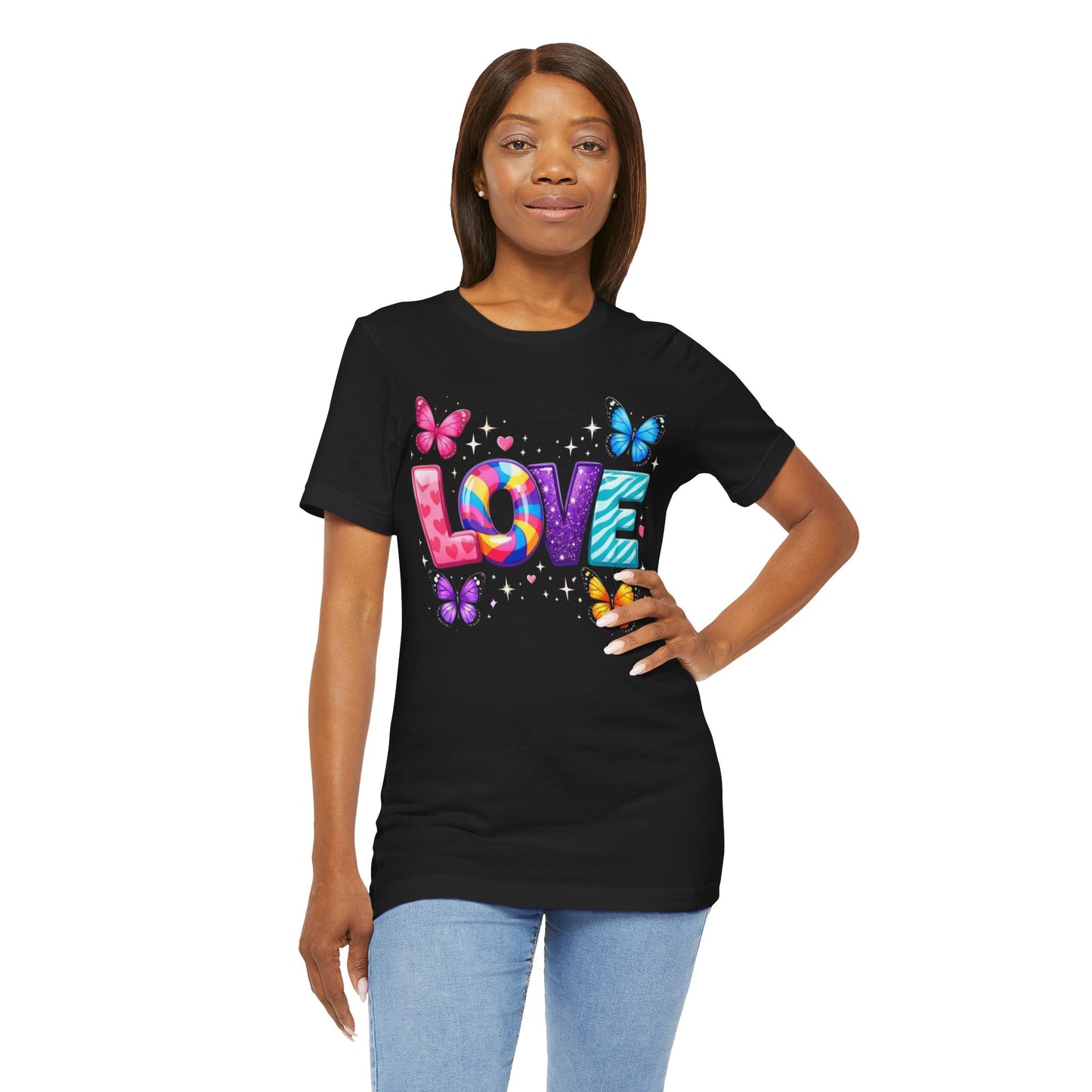 Rainbow Butterflies 'LOVE' Graphic Tee