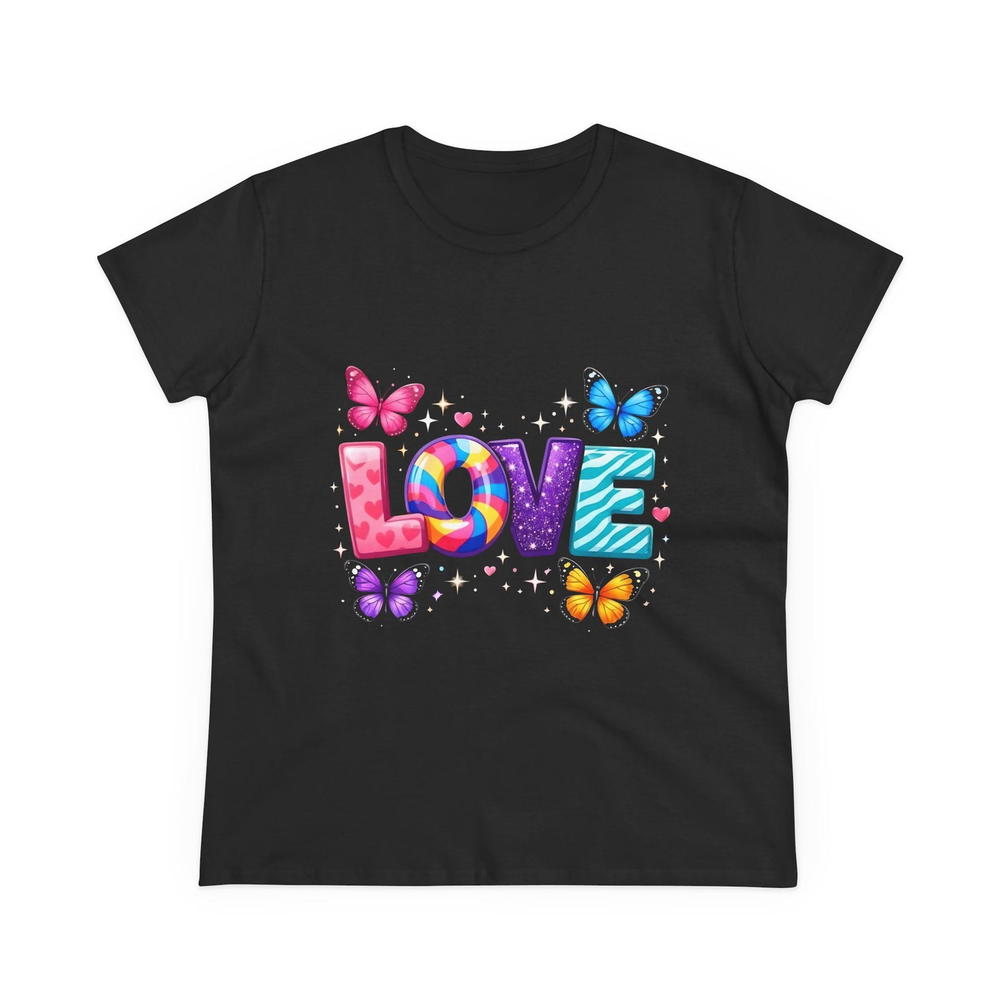 LOVE Rainbow Butterflies Tee — Women's Cute Colorful Graphic Shirt