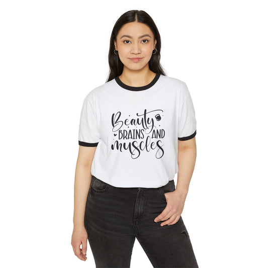 Women's "Beauty, Brains & Muscles" Fitness Tee