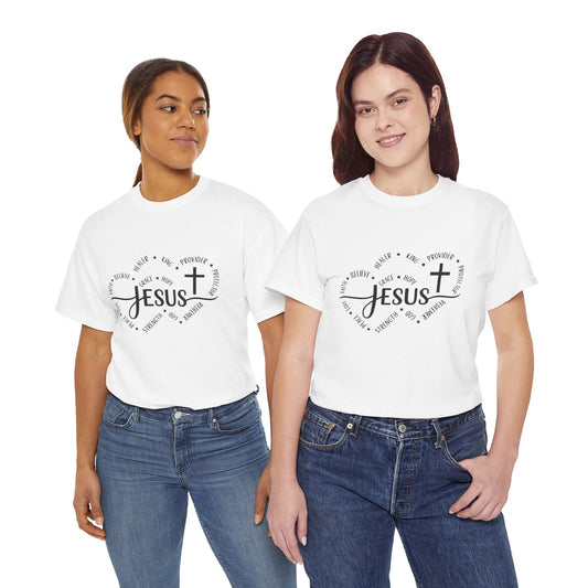 Women's Inspirational "Jesus" Double Heart Tee