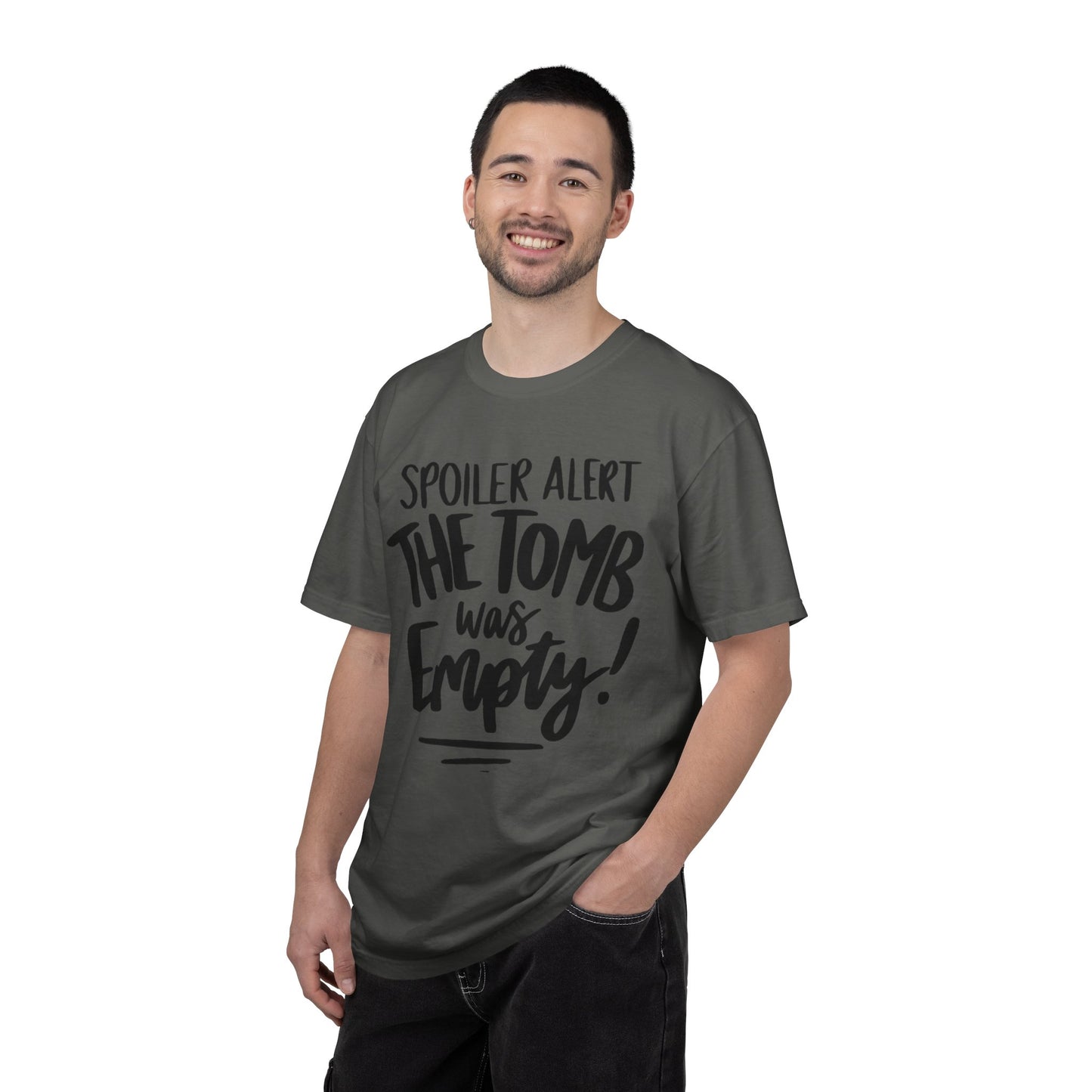 Christian Easter T-Shirt — "Spoiler Alert: The Tomb Was Empty!" Garment-Dyed Tee